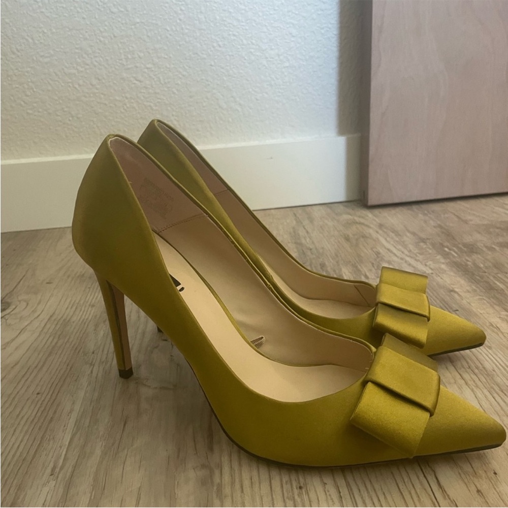 Zara satin chartreuse heels